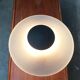 Vintage postmodern table lamp in glass and metal.