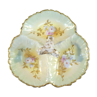 Serviteur mendiant en porcelaine de Limoges a décor floral