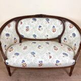Louis XVI Style Basket Bench with floral fabric