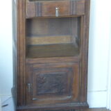 Chevet en bois et marbre rose fleurs ciselés art deco