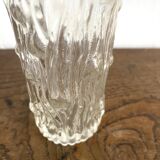 Vase tube en verre moulé transparent ,aspect bois