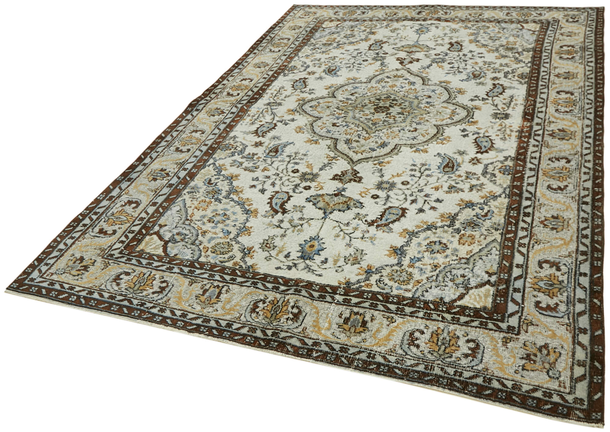 Handmade contemporary oriental 1970s 211 cm x 287 cm blue carpet