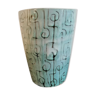 Turquoise ceramic vase, Allix in Vallauris, 1950