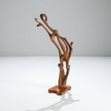 Handmade floorsculpture in burl wood