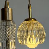 Suspension cascade triple Holophanes and vintage pendants