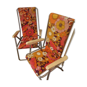 2 chaises pliantes de camping vintage