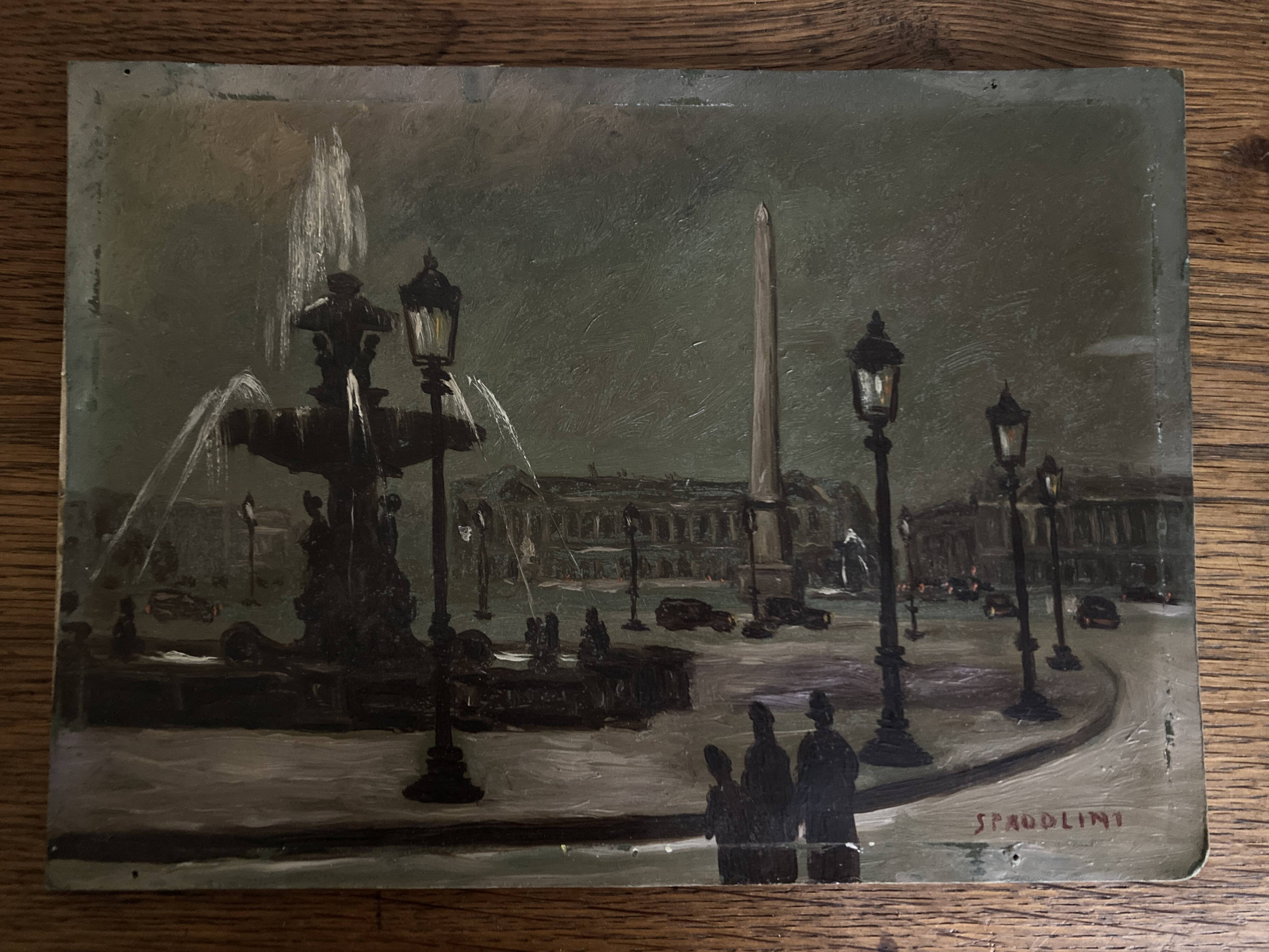 Oil 1950 Paris Night by Alberto Spadolini