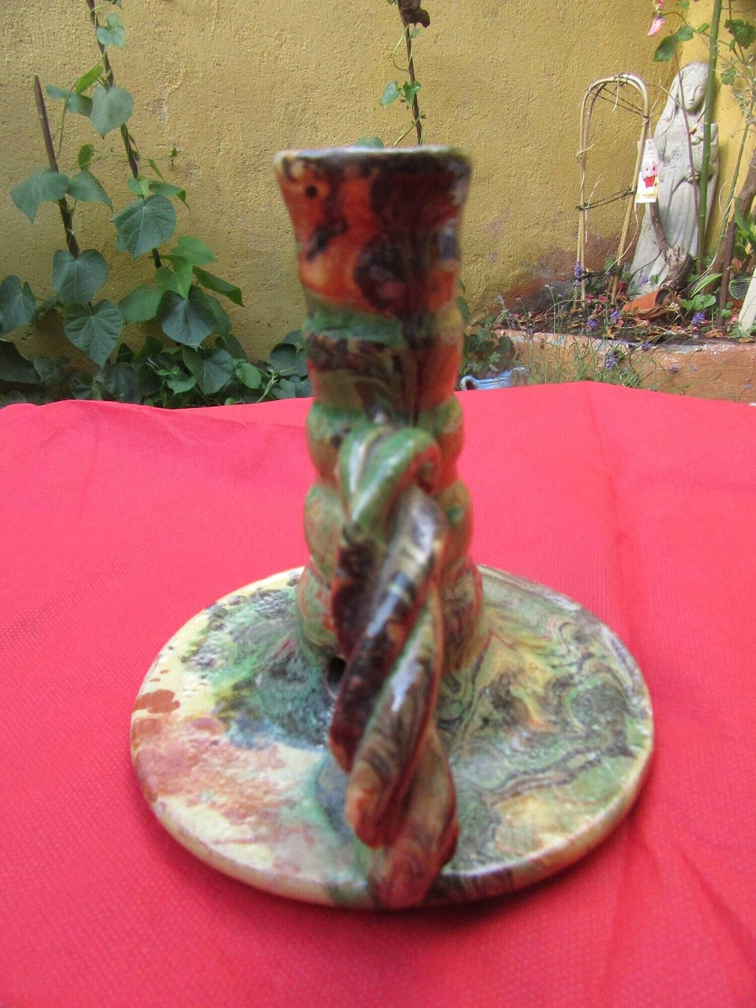 Small lamp base or candle holder in glazed earthenware, Bernard CLUNY pottery