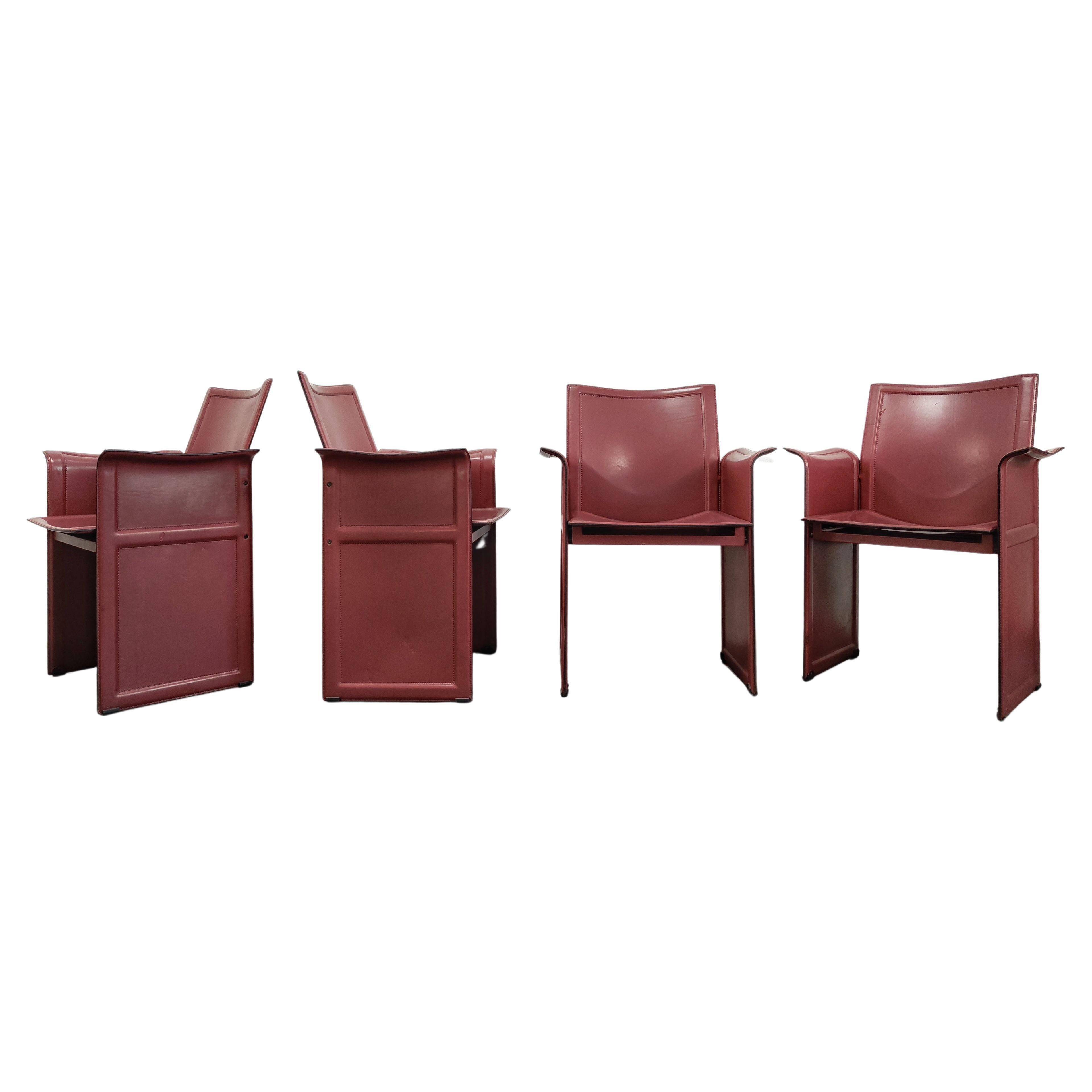 Chaises en cuir par Tito Agnoli pour Matteo Grassi, Modèle Korium, 1979