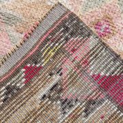 Fuchsia & Pink Vintage Runner Rug,Anatolian Geometric Wool Carpet,80x364 Cm
