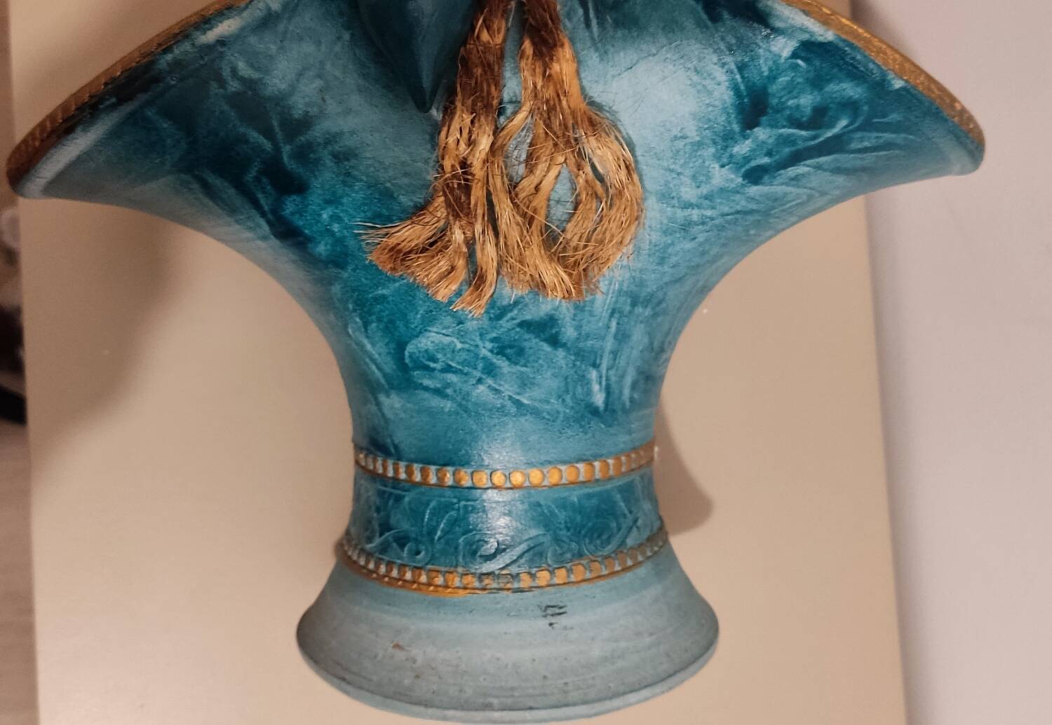 Vintage turquoise decorative vase – Mediterranean artisanal earthenware