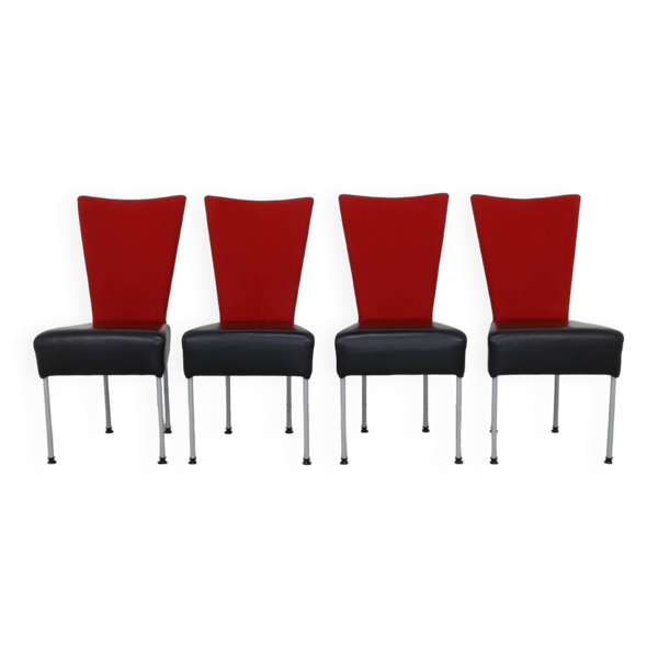 Ensemble de 4 chaises de salle à manger postmodernes bicolores, années 1980 — Beyit