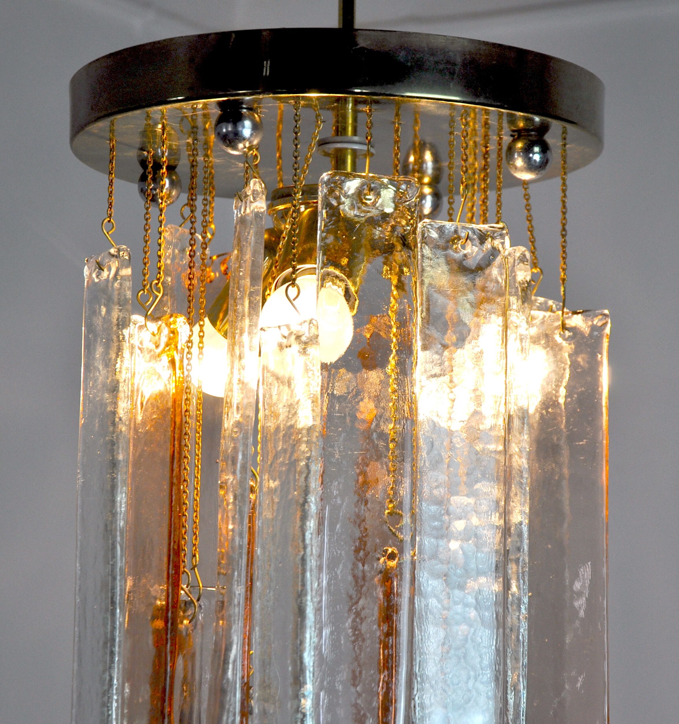Poliarte chandelier by albano poli, pink and transparent murano glass, italy, 1970