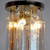 Poliarte chandelier by albano poli, pink and transparent murano glass, italy, 1970