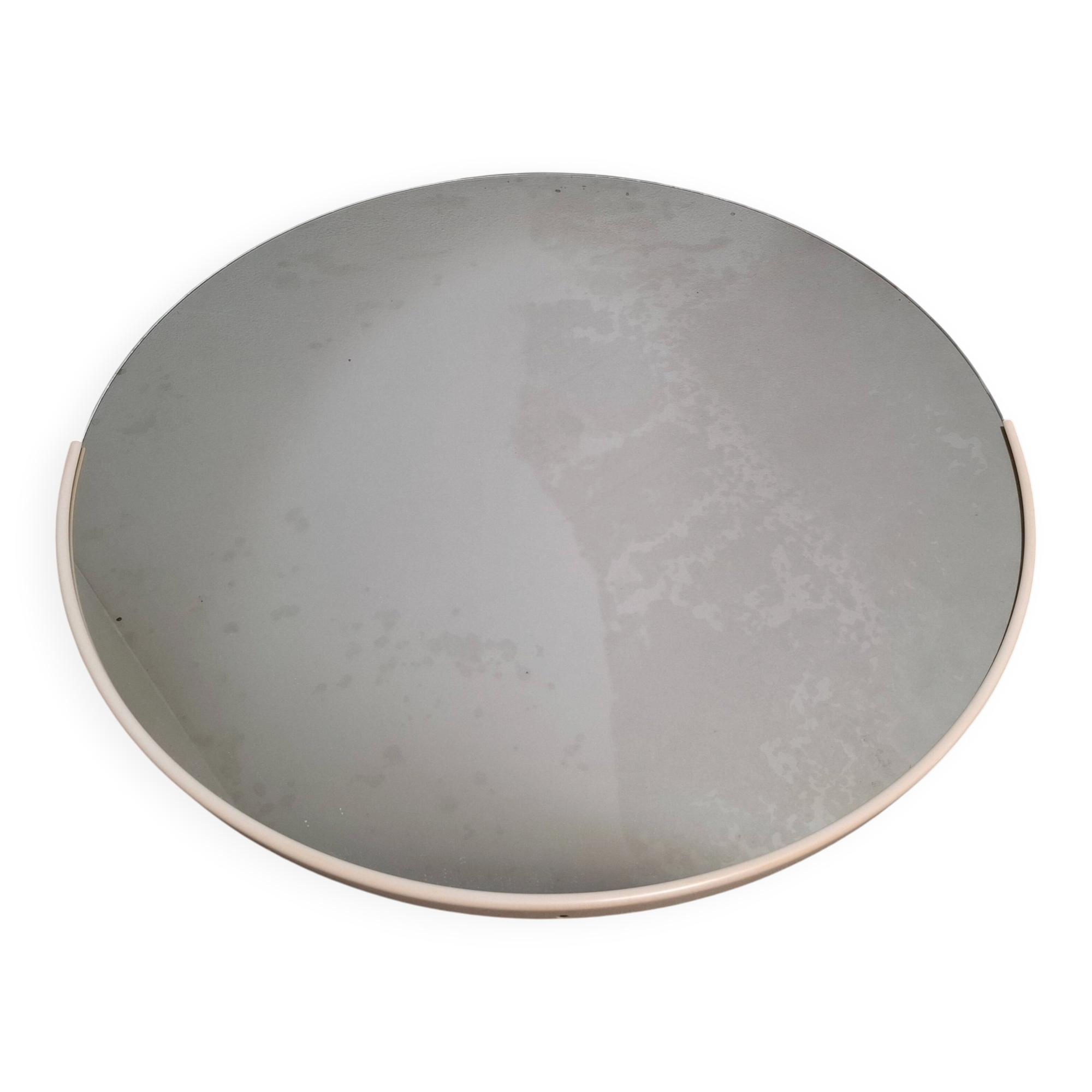 1970s Czechoslovakian Round Wall Mirror with Beige Frame