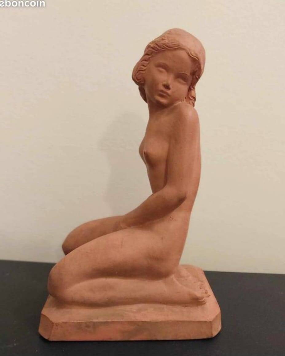 Terracotta sculpture "Kneeling Nude Woman"