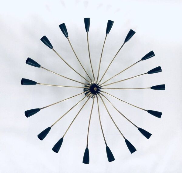 Sputnik 18-Arm Ceiling Lamp from Kaiser Leuchten, Germany, 1950s