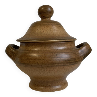 Longchamp glazed stoneware tureen, dating from the 1970s, in brown tones