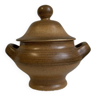 Longchamp glazed stoneware soup tureen, dating from the 1970s, in brown tones