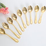 Service of 9 small golden spoons, vintage