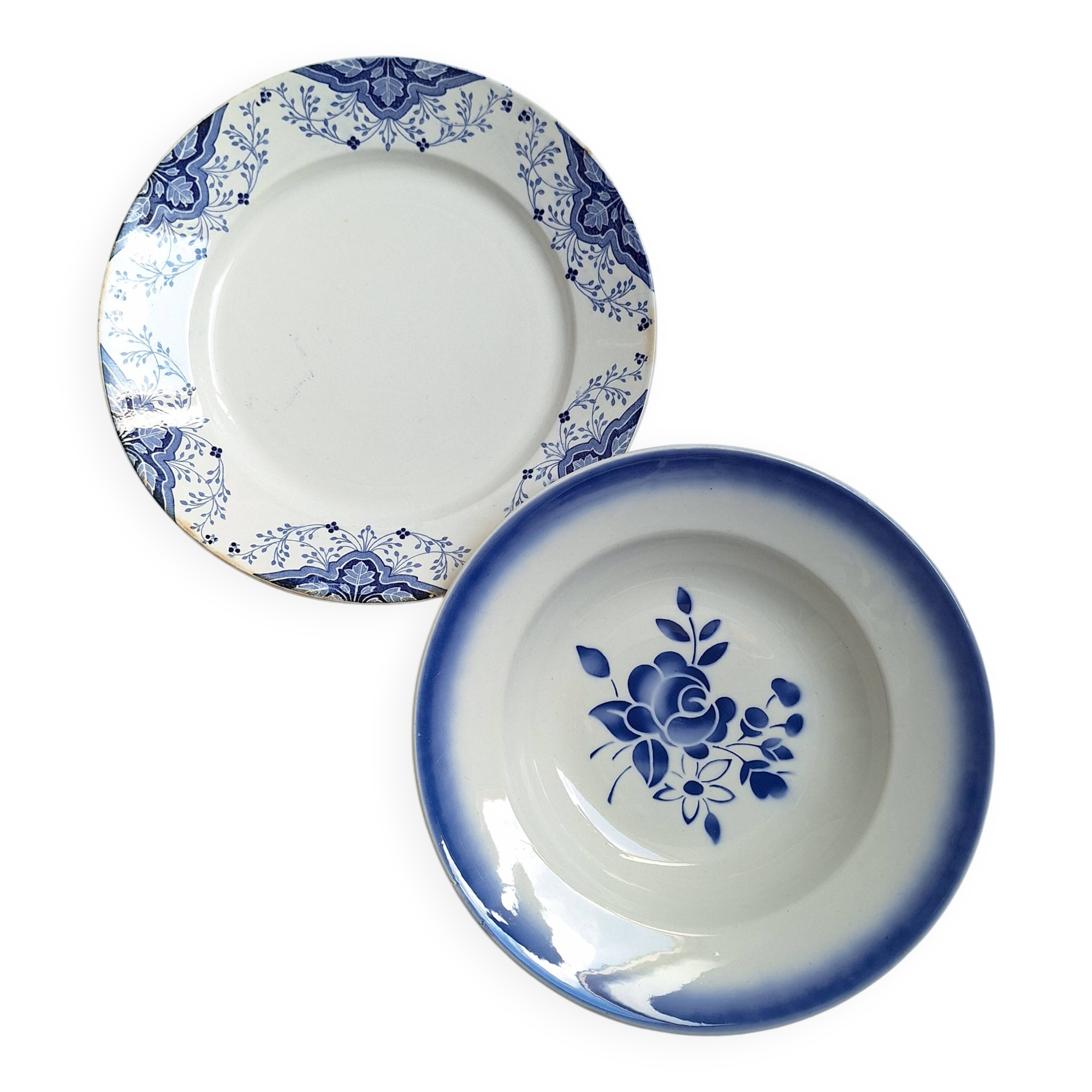 Badonviller and Creil and Montereau blue deep dish