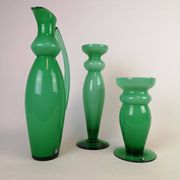 Ensemble de 3 pièces en verre vert Orrefors, Suède
