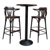 Pair of TON high stools and standing table