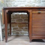 Wooden curtain desk with folding shelf