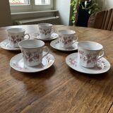 Service tasses à café ancien, en porcelaine, motif roses
