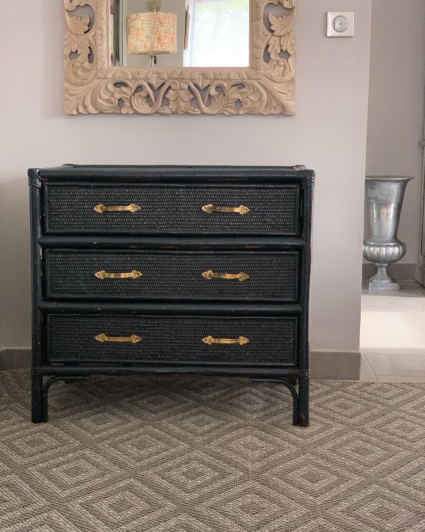 Vintage rattan chest of drawers