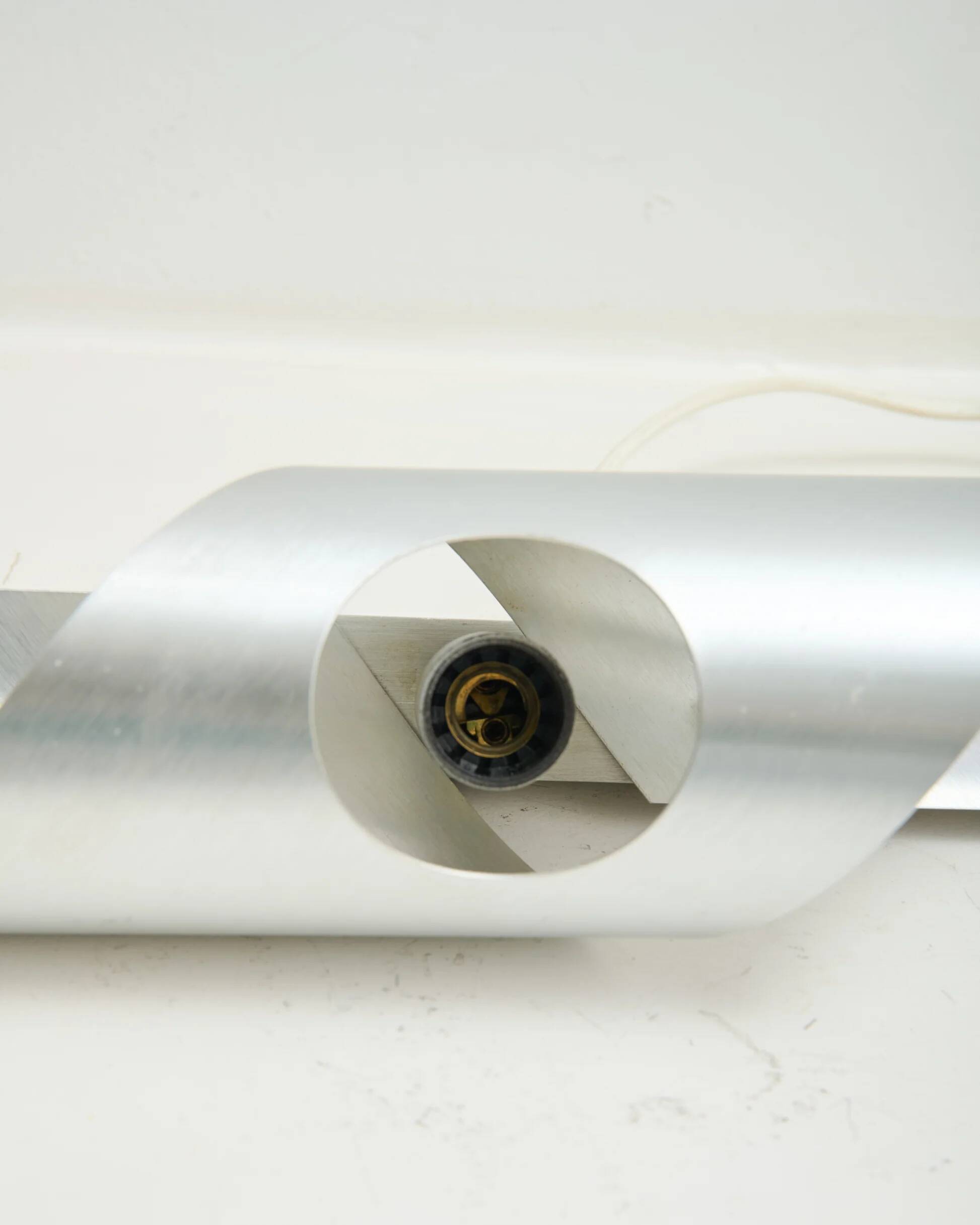 Cylindrical wall light Space Age, brushed aluminium, 1970-1980