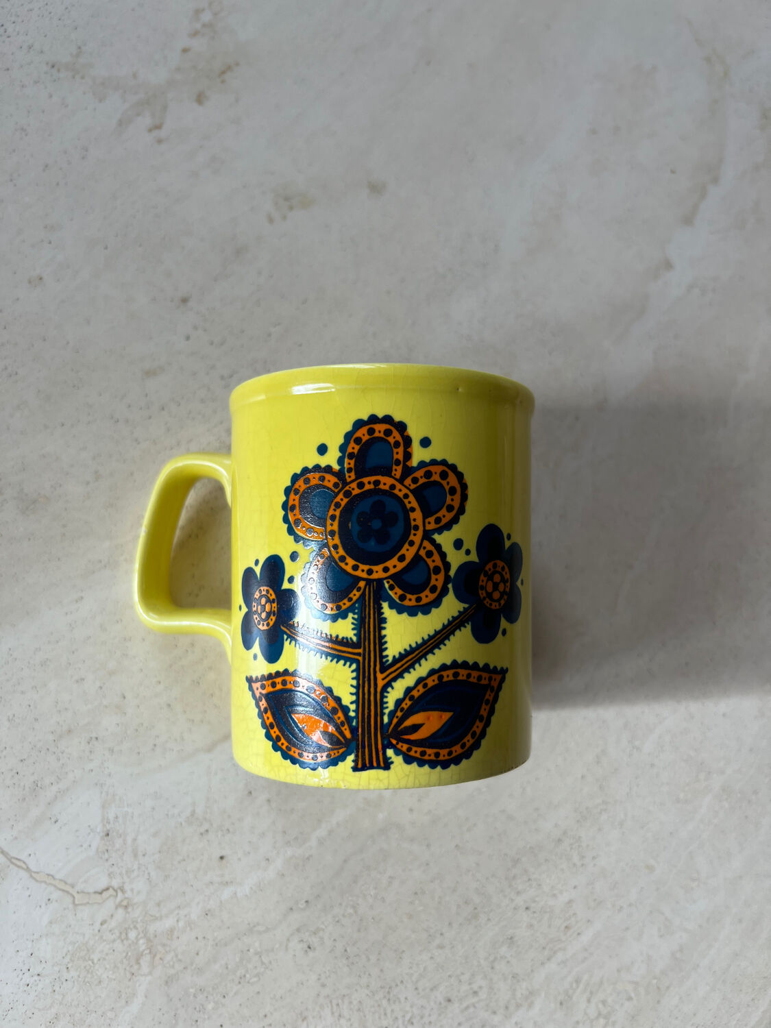 Staffordshire mug yellow england