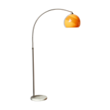 Arc lamp with marbled stone base and orange globe
