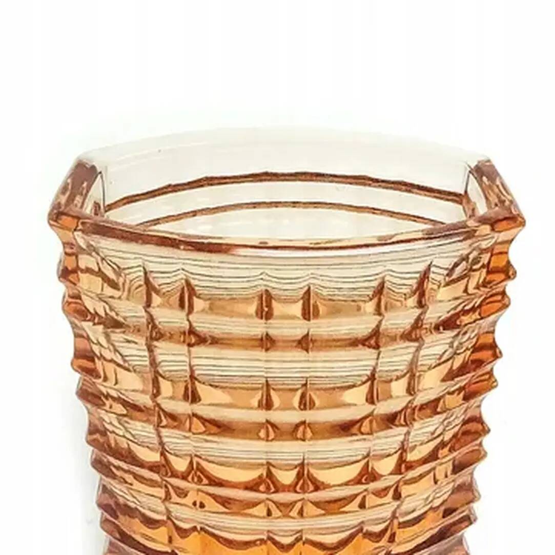 Optical vase, mid-century modern, orange glass, designed by J. Drost, Ząbkowice, Poland, 1970s