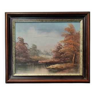 Vintage oil painting tableau