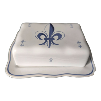 Butter dish fleurs-de-lys pornic handmade france faience