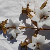 5 metal candles and opaline flower