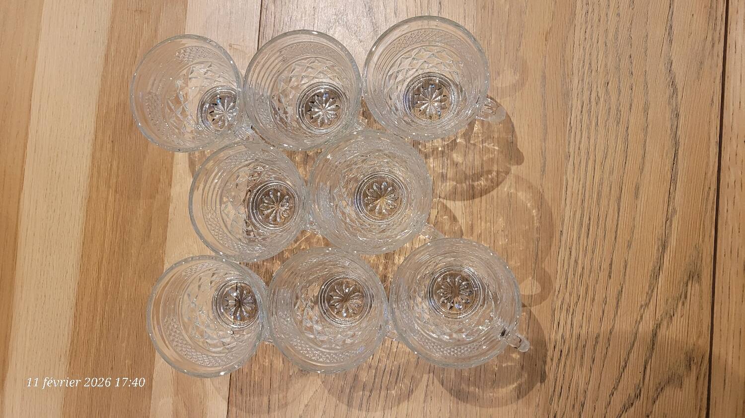 8 thick cut glass cups