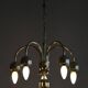 Mid-Century Chandelier in Brass and Opaline Glass, Czech, 1950s