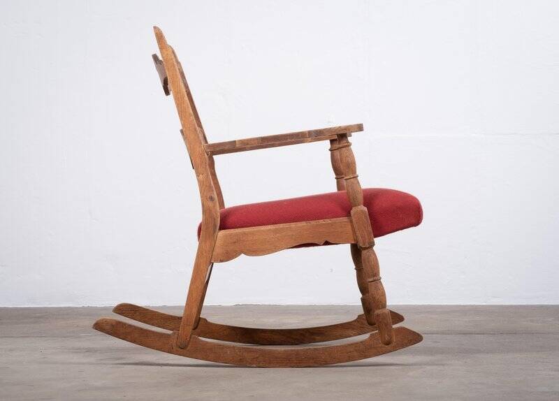 Brutalist Oak Rocking Chair, Denmark, 1960s