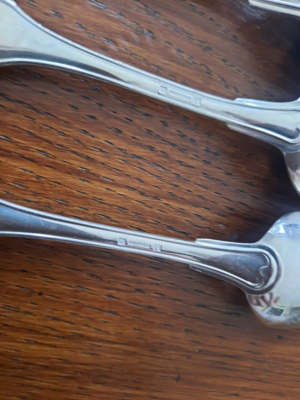 Set of 6 small silver metal spoons