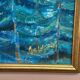 Mid-Century Oil on Canvas “Blue Trees” by Ag Liljardh– Vintage & Framed