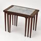 Rosewood nesting tables with ceramic tiles, Denmark, 1960s, set of 3