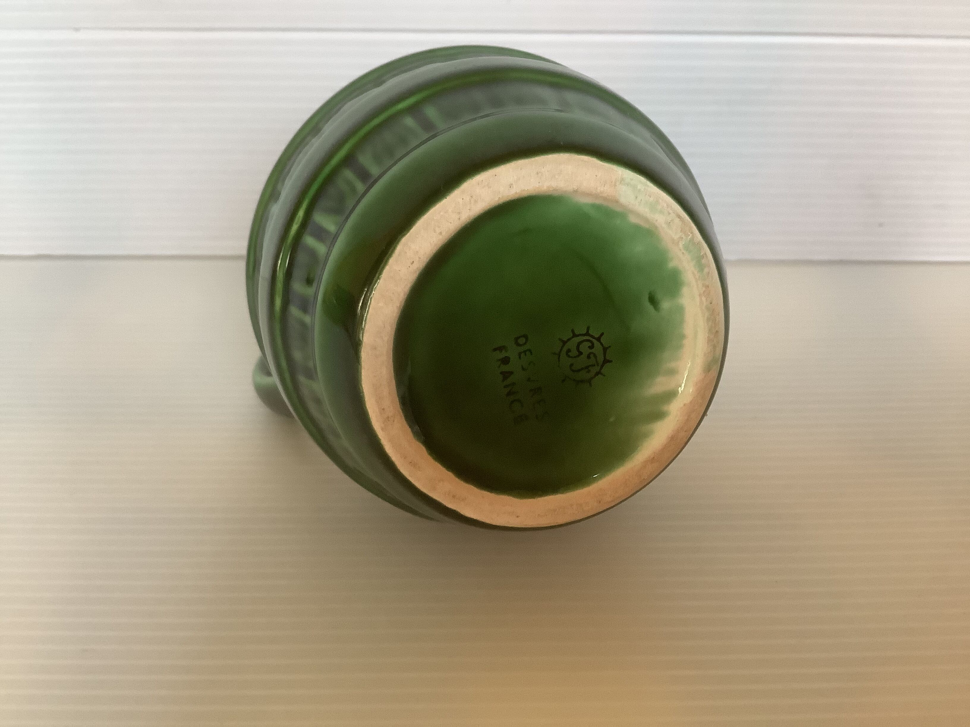 Green pitcher from the Sainte Marguerites desvres cellars