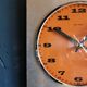 Vintage formica clock square silent wall pendulum "BC Paris silver orange"