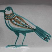 Grand plat en ceramique vintage figurant un oiseau - robert picault