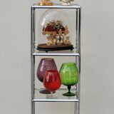 Designer chrome column display shelf - 1970s