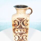 Vintage vase W-Germany, 1960s, thick lava vase with flowers.