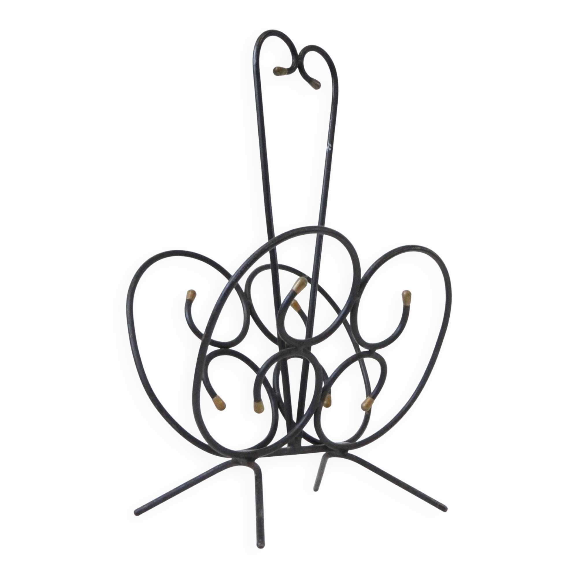 Vintage 1950s butterfly magazine rack - black steel