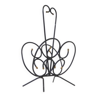 Vintage 1950s butterfly magazine rack - black steel